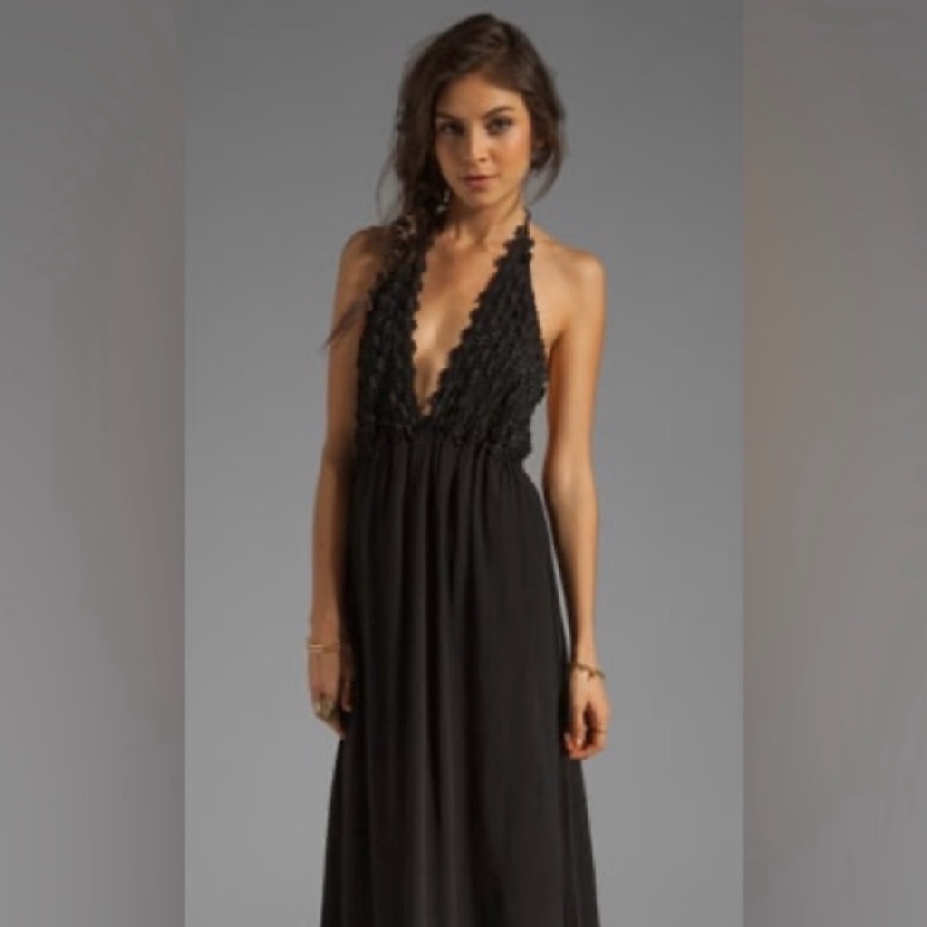 For Love & Lemons Camilla Maxi Dress In Black Size Xs